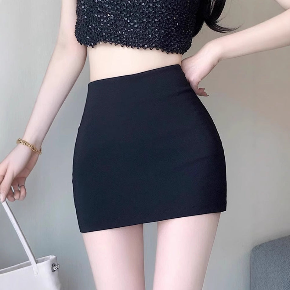 Women's High Waist Black Slim Fit Suit Mini Skirt