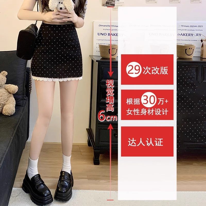 Women's High Waist Polka Dot Lace A-Line Skort