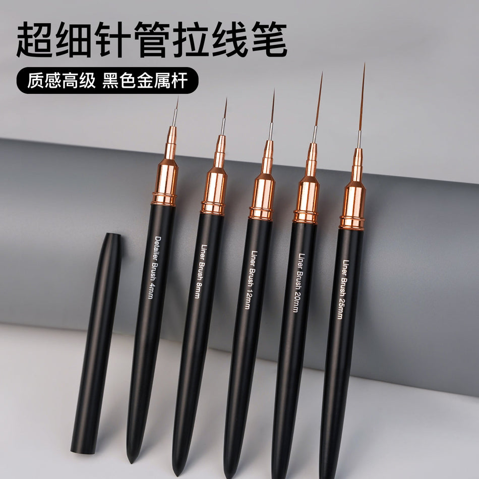 5-Piece Nail Art Brush Set with Metal Dotting & Detail Tools