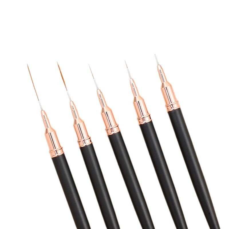 5-Piece Nail Art Brush Set with Metal Dotting & Detail Tools