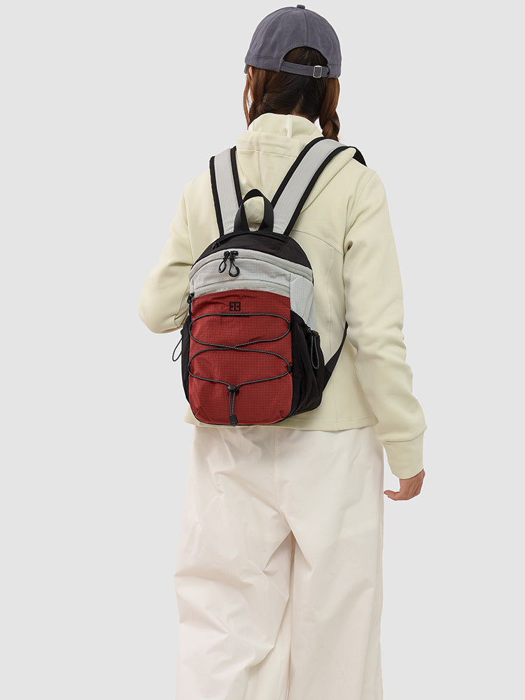Unisex Nylon Mini Hiking Backpack, Color-Blocked Lightweight
