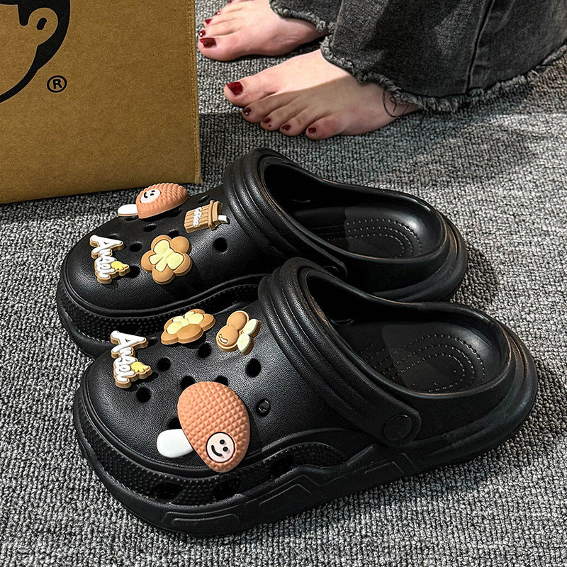 Small Mushroom Hollow-Out Anti-Slip  Clogs