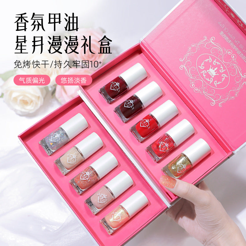 Water-Based Nail Polish Gift Set with Floral Fragrance & Nude