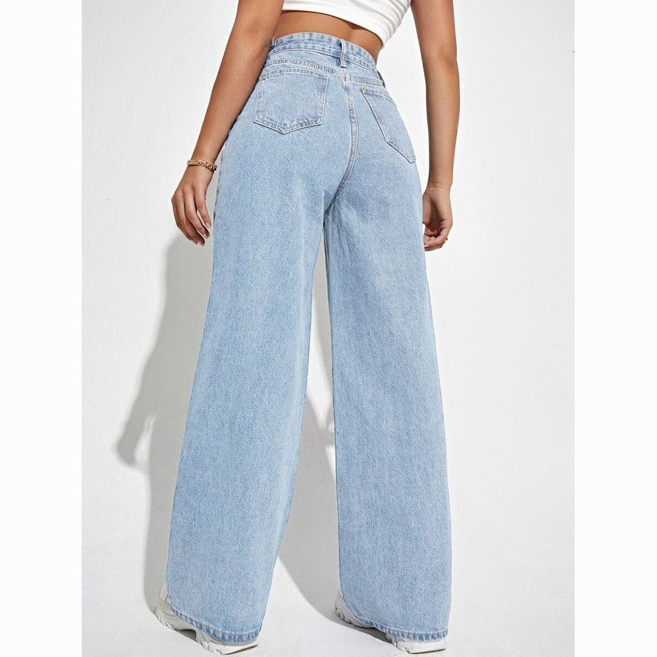 Women's High Waist Slim Straight Denim Jeans