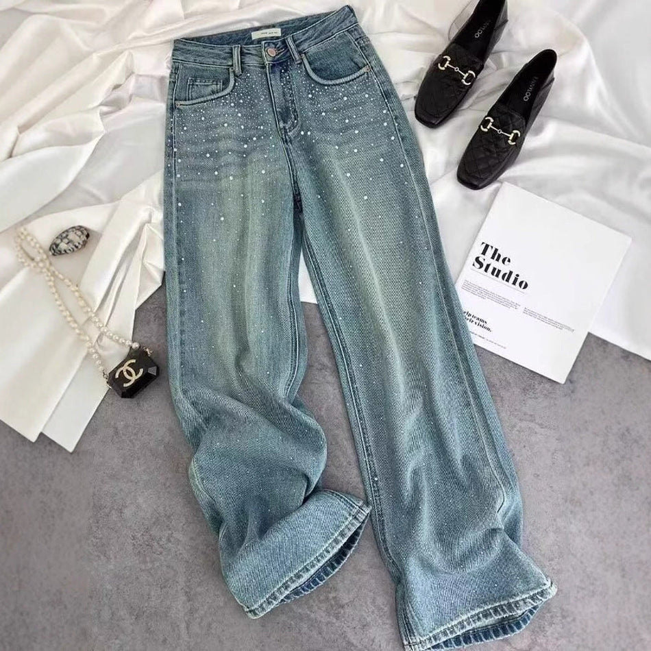 Women's Letter Detail Hip Hop Style High Street Jeans