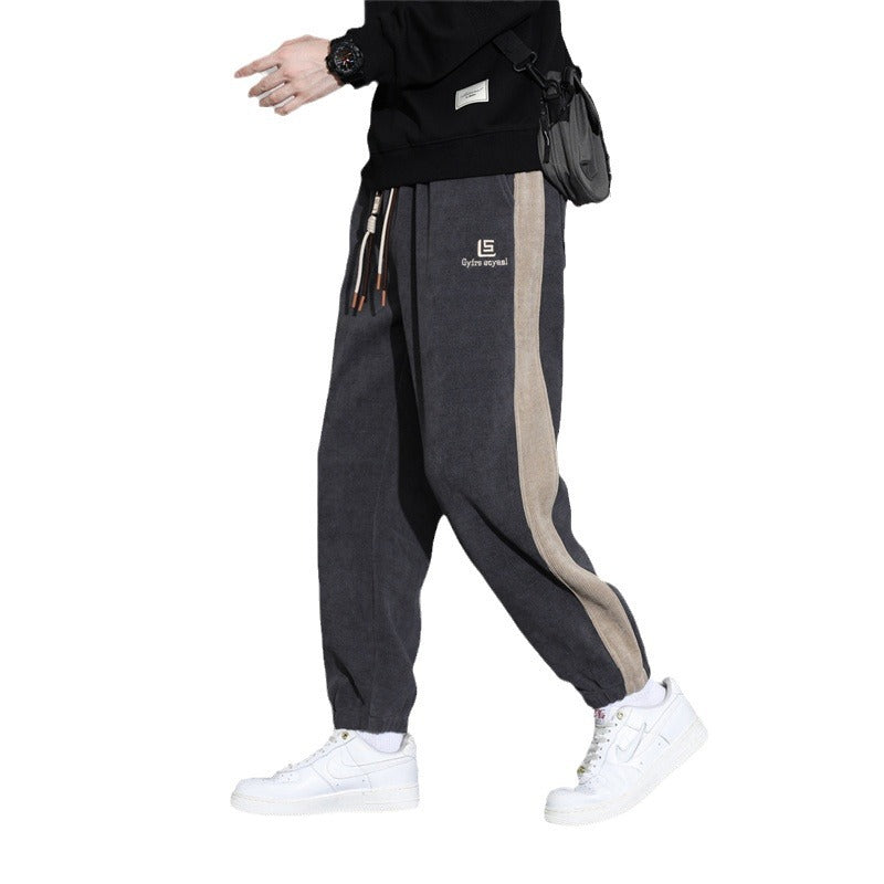 Men's Corduroy Fleece Lined Loose Casual Joggers