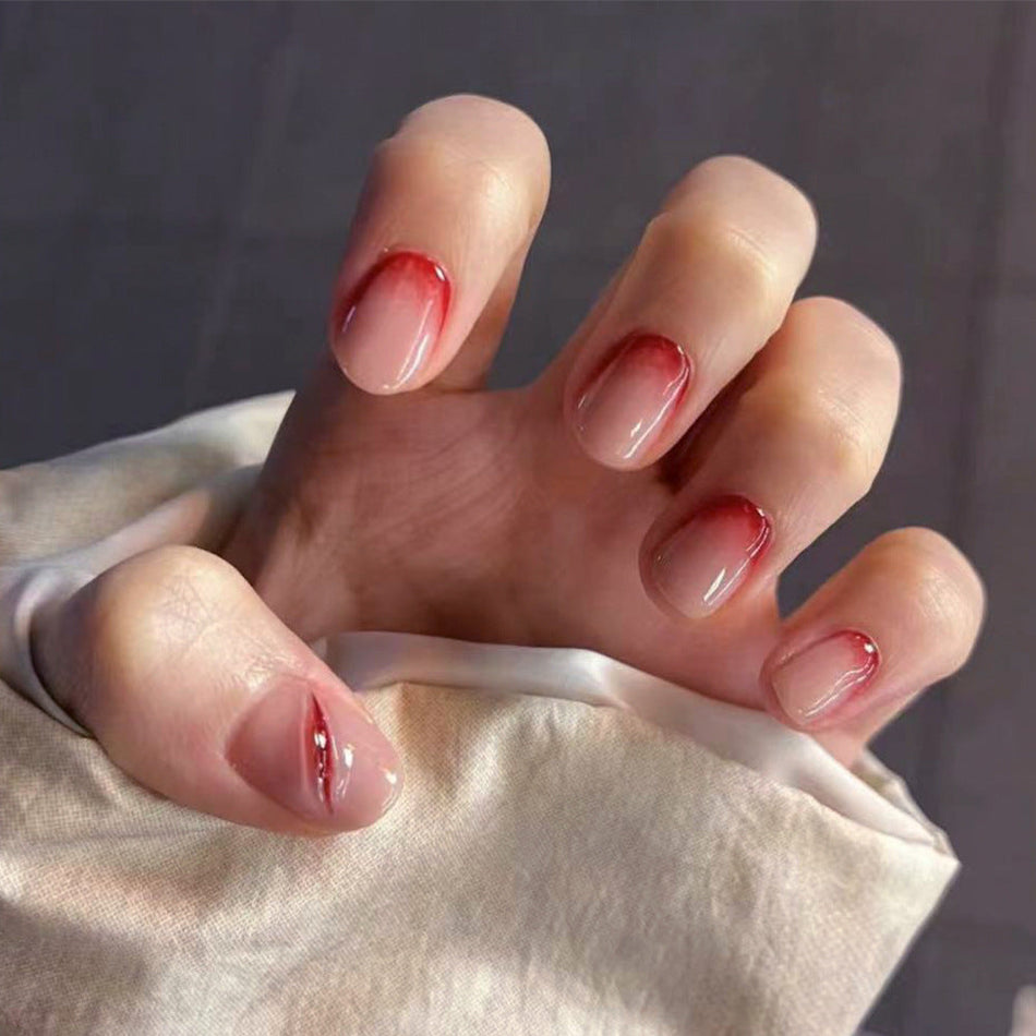 Short Wearable Press-On Nails with Elegant Holiday Design