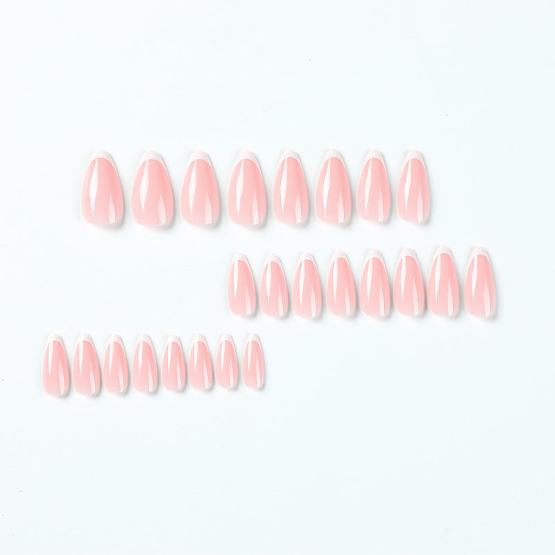 Simple White Edge French Press-On Nails for Daily Wear