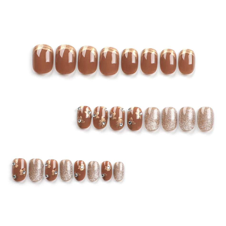 Maillard Caramel Short Press-On Nails for Autumn Style