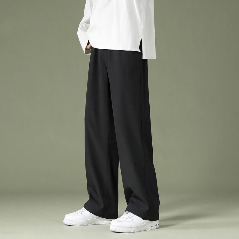Men's Ice Silk Wide Leg Casual Work Pants Summer Trousers