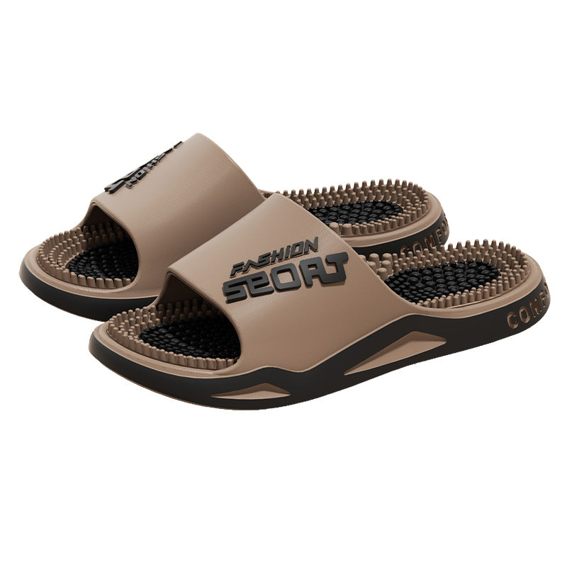 Men's Letter Print Non Slip Massage Slide Slippers
