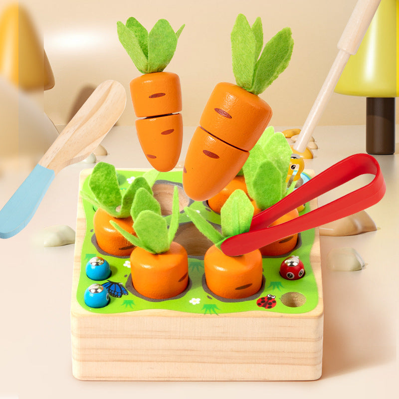4-in-1 Wooden Carrot & Fruit Cutting Toy Set