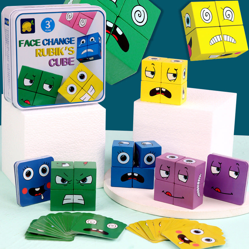 Face-Changing Cube Puzzle Set with Iron Box