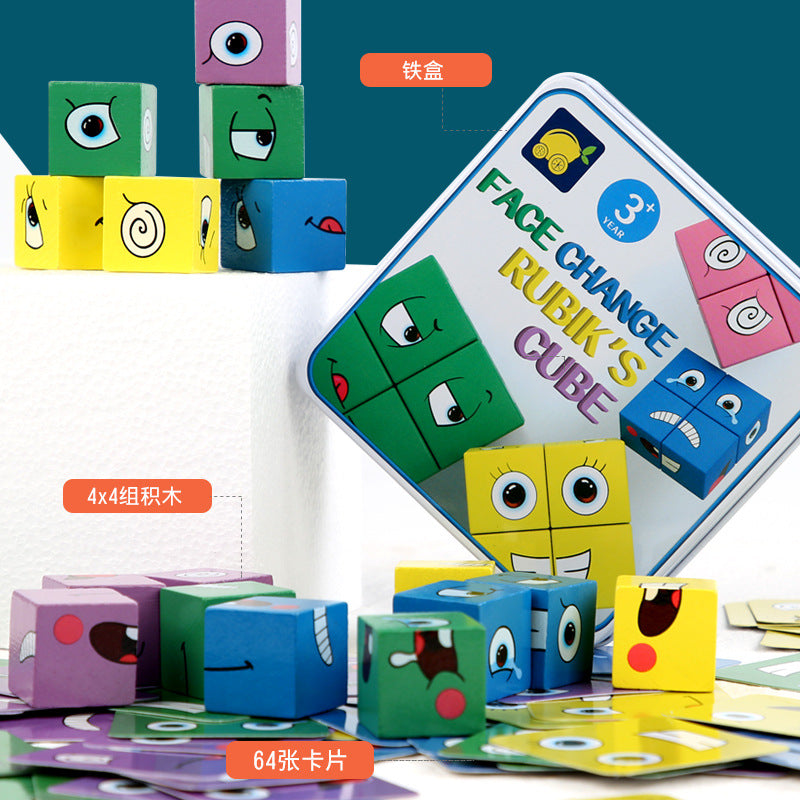 Face-Changing Cube Puzzle Set with Iron Box