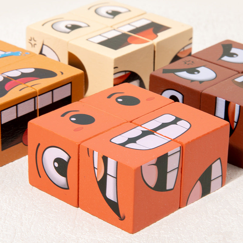 Wooden Face-Changing Puzzle Set with Iron Box