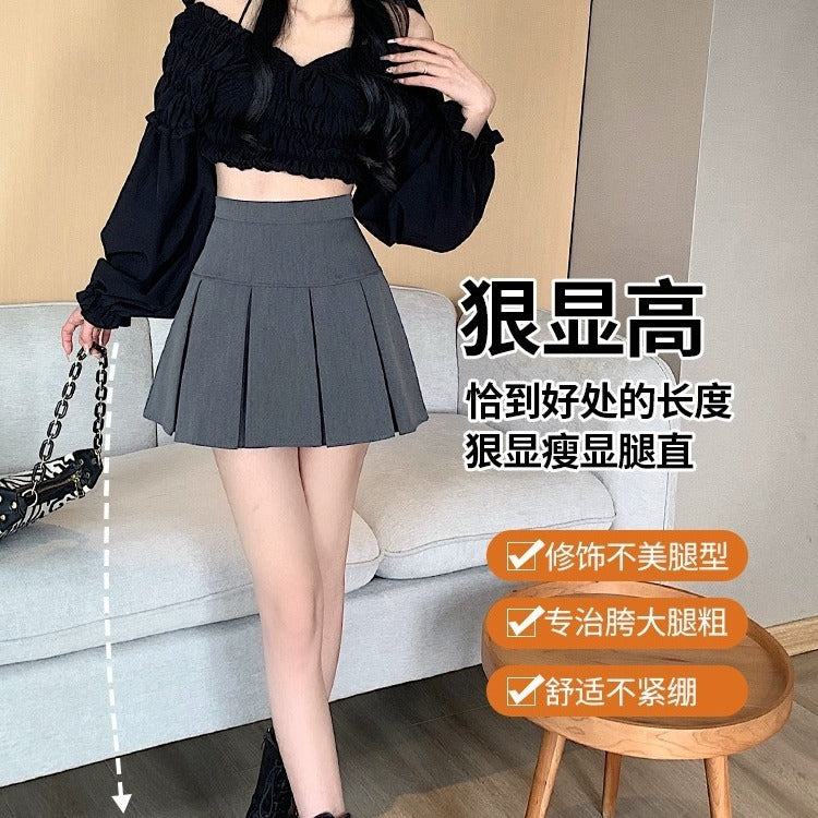 High-Waisted Pleated A-Line Mini Skirt for Women