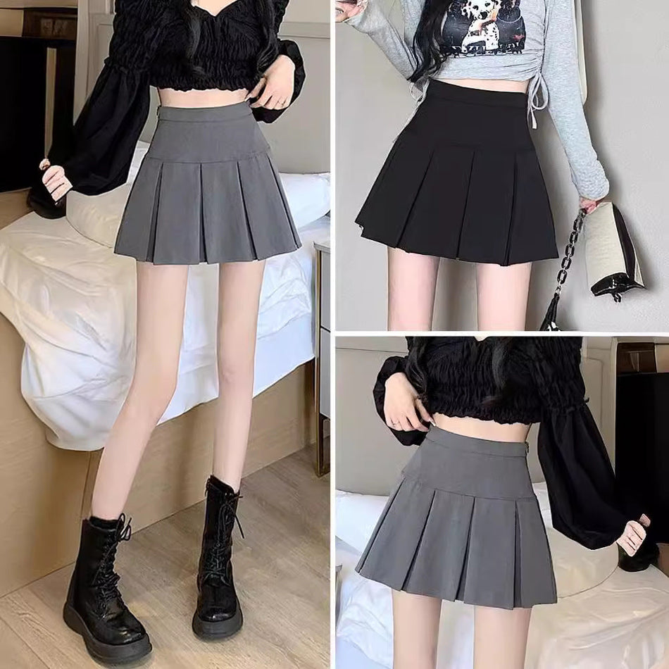 High-Waisted Pleated A-Line Mini Skirt for Women