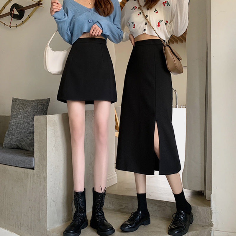 Plus Size A-Line Black Skirt for Women with Elegant Drape