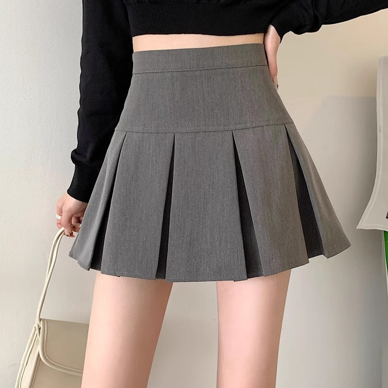 High-Waisted Pleated A-Line Mini Skirt for Women