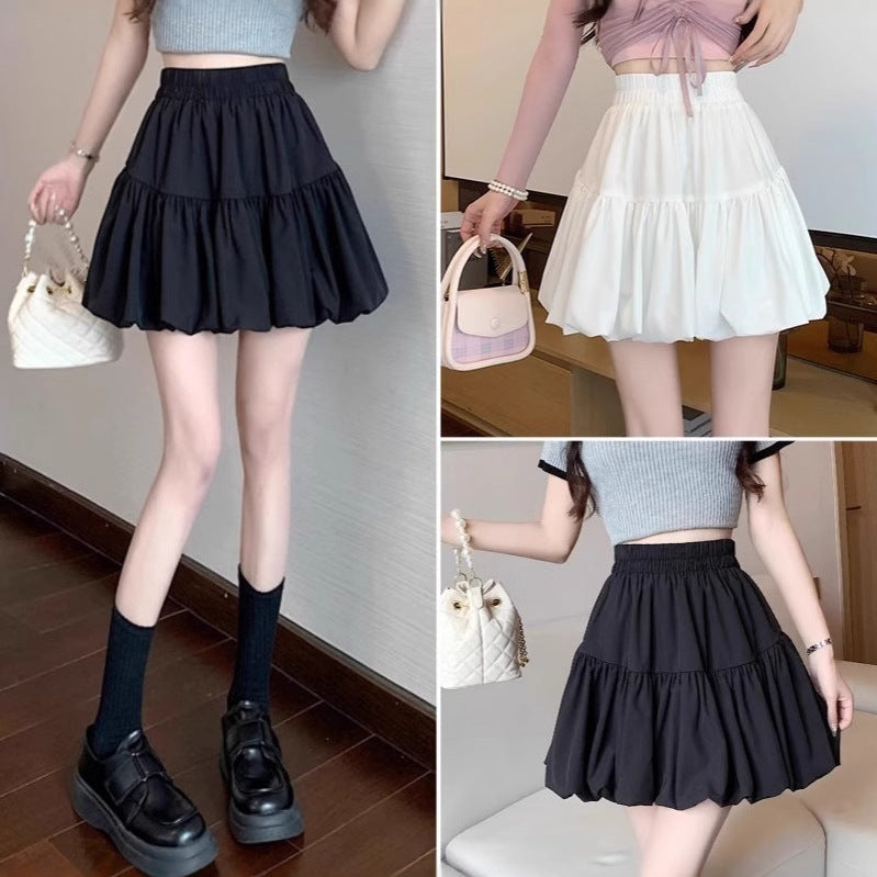 High-Waist Flower Bud A-Line Mini Skirt