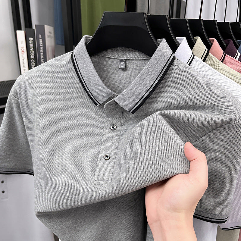 Men's Cotton Short Sleeve Polo Shirt Breathable Casual Lapel Top