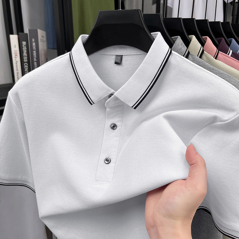 Men's Cotton Short Sleeve Polo Shirt Breathable Casual Lapel Top