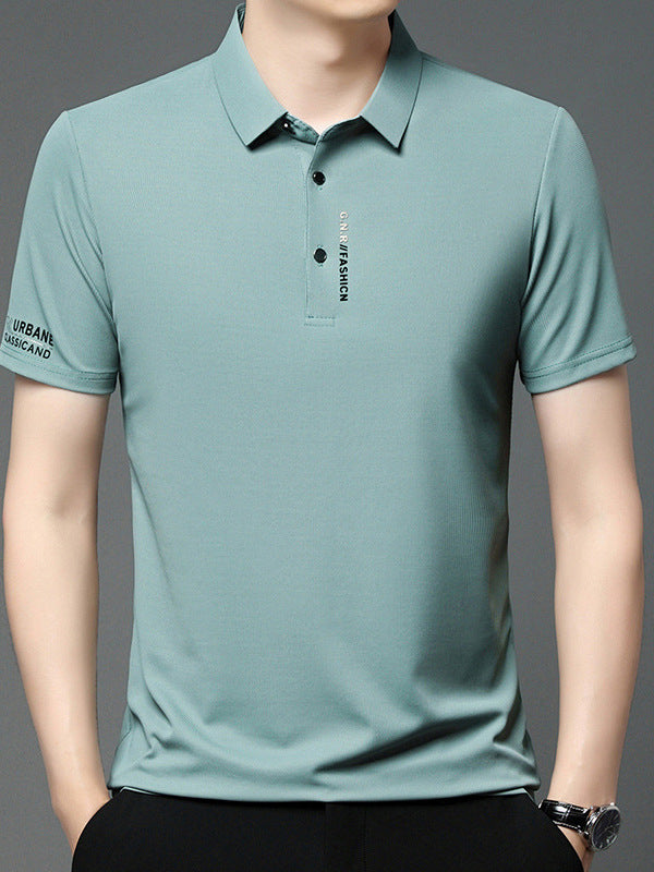 Men's Business Casual Short Sleeve Polo Shirt Breathable Lapel