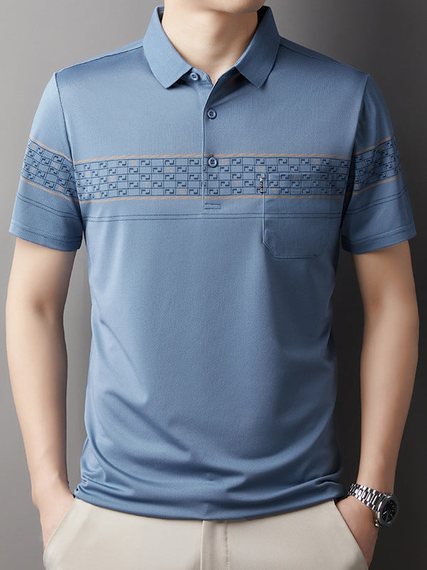 Men's Ice Silk Short Sleeve Polo Shirt Anti-Wrinkle Business