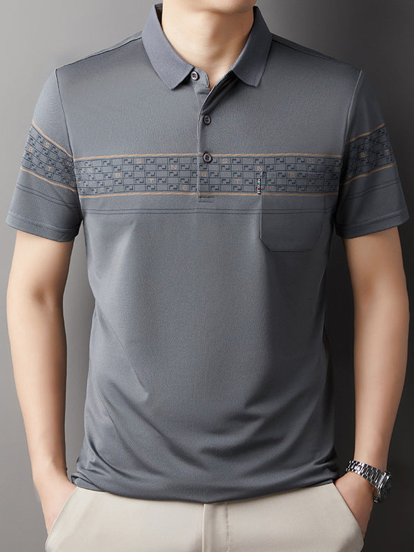 Men's Ice Silk Short Sleeve Polo Shirt Anti-Wrinkle Business