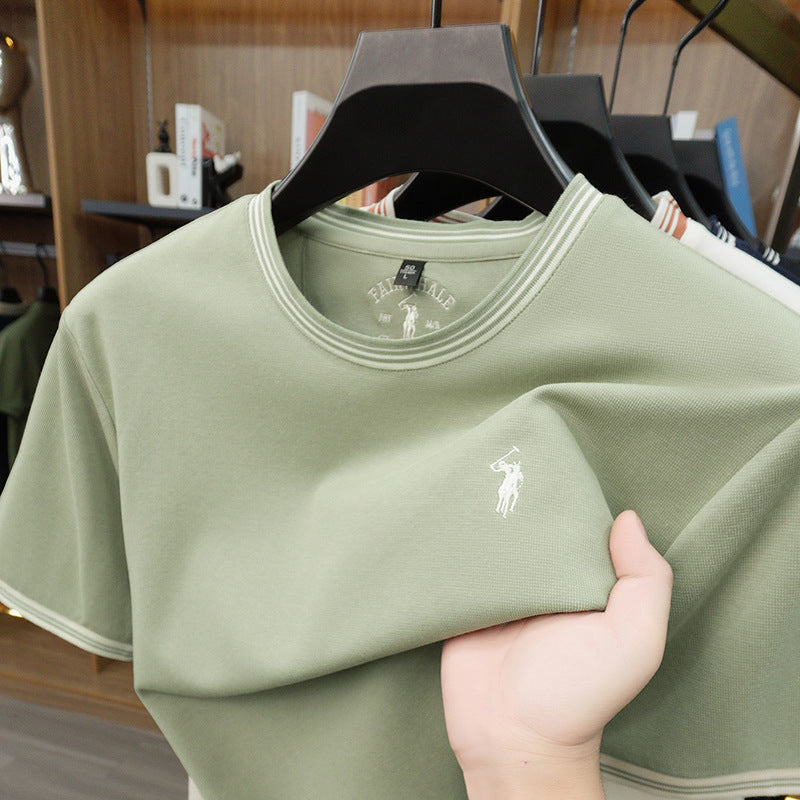 Men's Mercerized Cotton Short Sleeve T-Shirt Slim Print Top