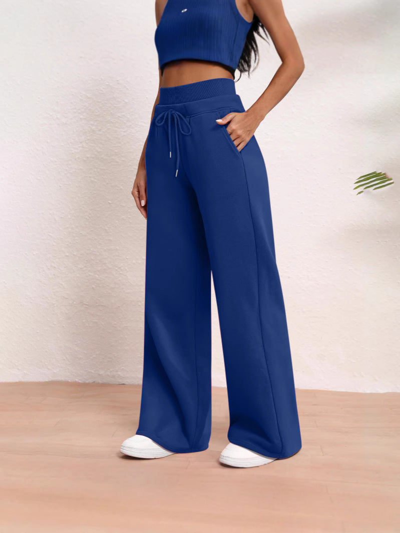 High-Waisted Ribbed Wide-Leg Sweatpants for Women