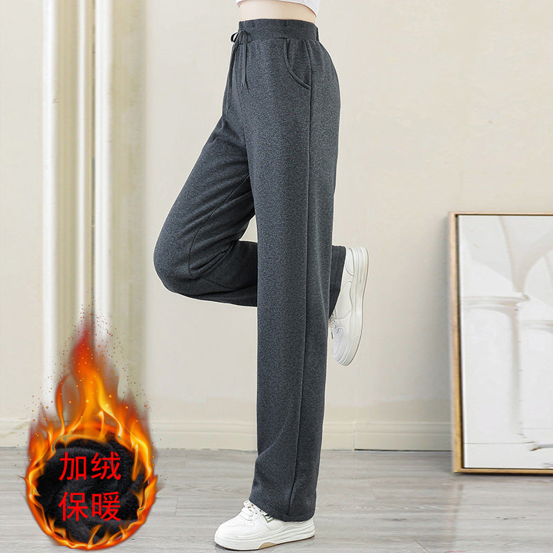 Plus-Size Fleece-Lined Wide-Leg Sweatpants for Women