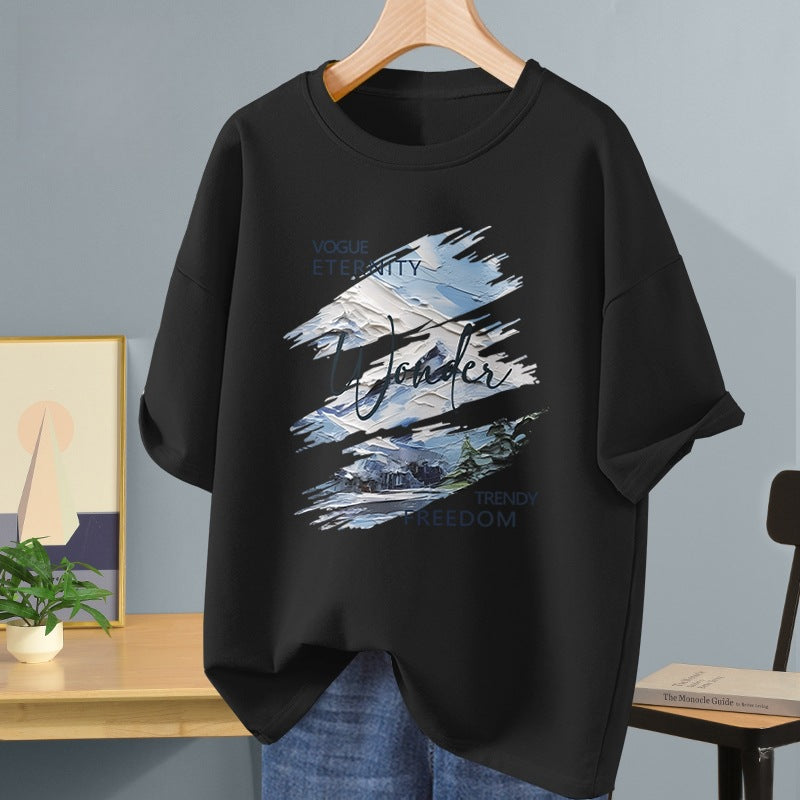 Men's 100% Cotton Loose Fit Five Quarter Sleeve T-Shirt Top