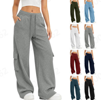 Women's Multi-Pocket Wide-Leg Cargo Sweatpants