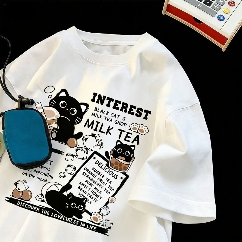 Men's 100% Cotton Short Sleeve T-Shirt Loose Casual Versatile Top