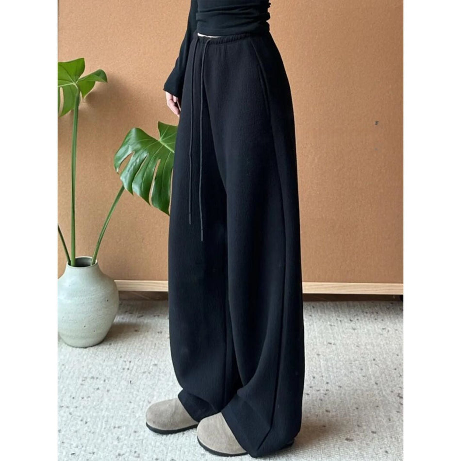 Women's Fleece Sweatpants – High Waist Wide-Leg Casual Trousers