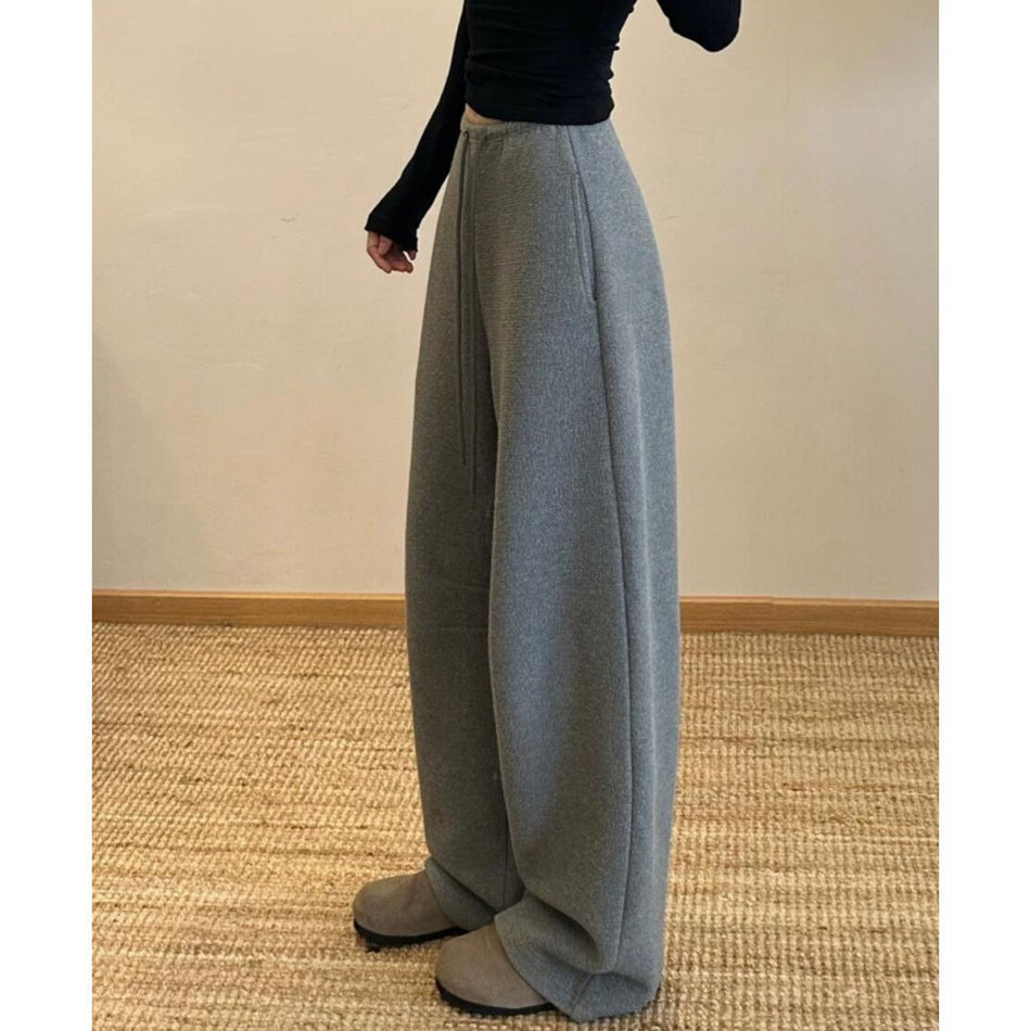 Women's Fleece Sweatpants – High Waist Wide-Leg Casual Trousers