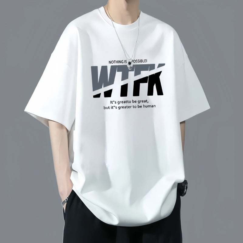 Men's 100% Cotton Printed Short Sleeve Casual T-Shirt Top