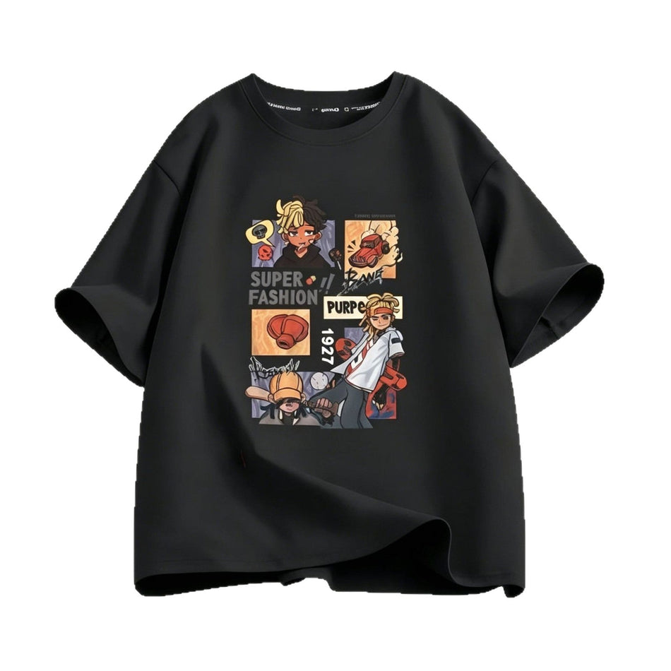Men's 100% Cotton Short Sleeve T-Shirt Loose American Style Top