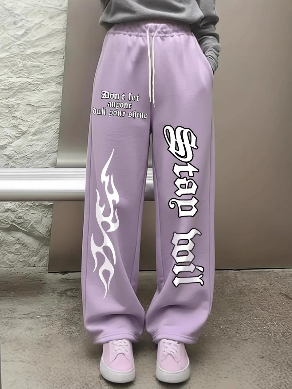 Women's High Waist Drawstring Pants – Wide Leg Streetwear