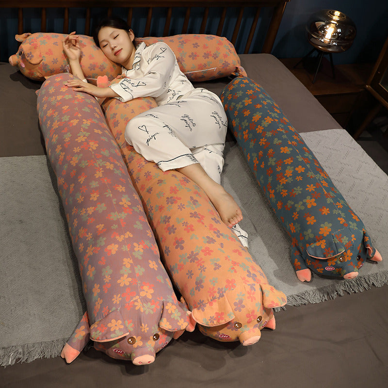 Cute Pig Plush Pillow, Floral Cartoon Sleeping Doll