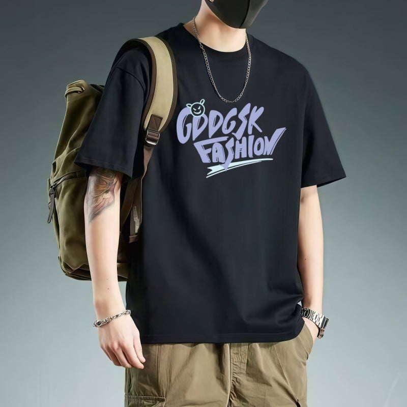 Men's 100% Cotton Short Sleeve T-Shirt Loose Casual Korean Style