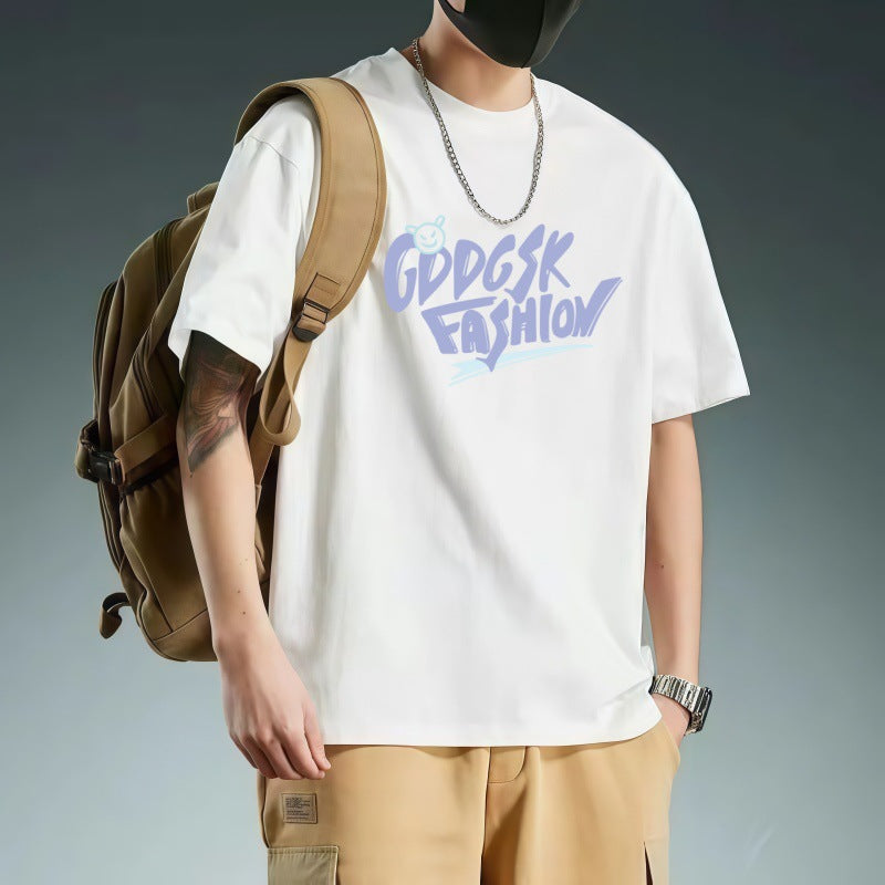 Men's 100% Cotton Short Sleeve T-Shirt Loose Casual Korean Style