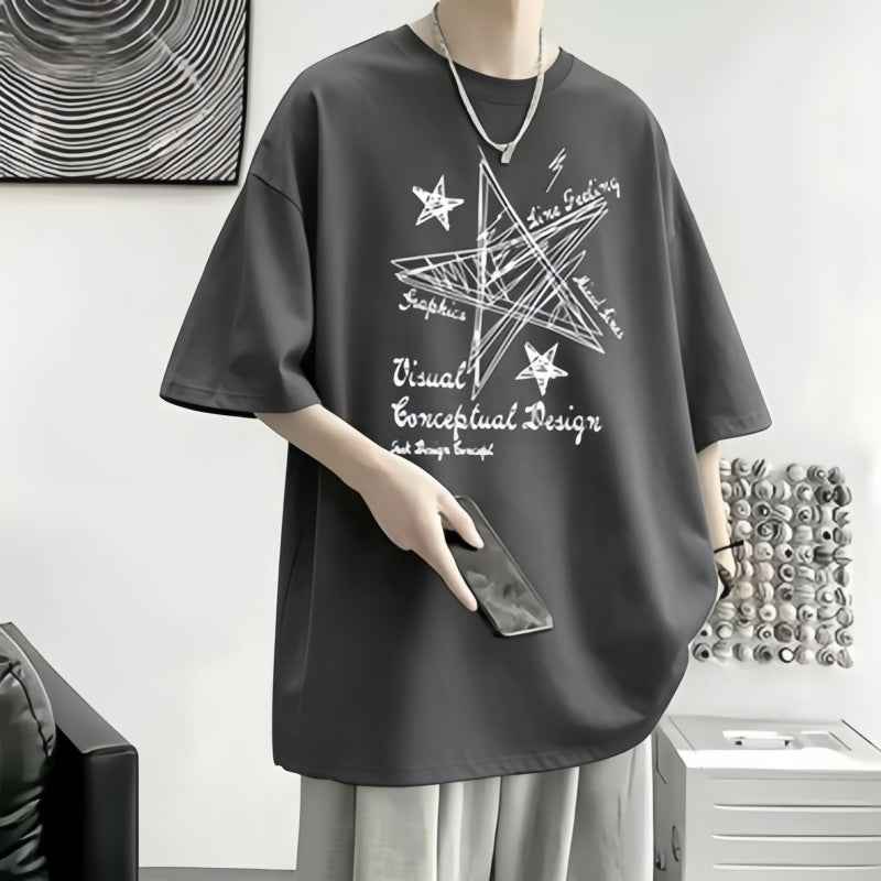 Men's 100% Cotton Short Sleeve T-Shirt Loose Casual Summer Top