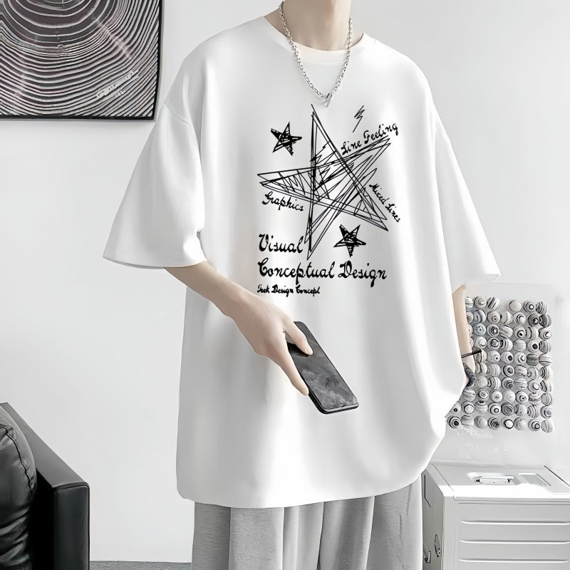 Men's 100% Cotton Short Sleeve T-Shirt Loose Casual Summer Top
