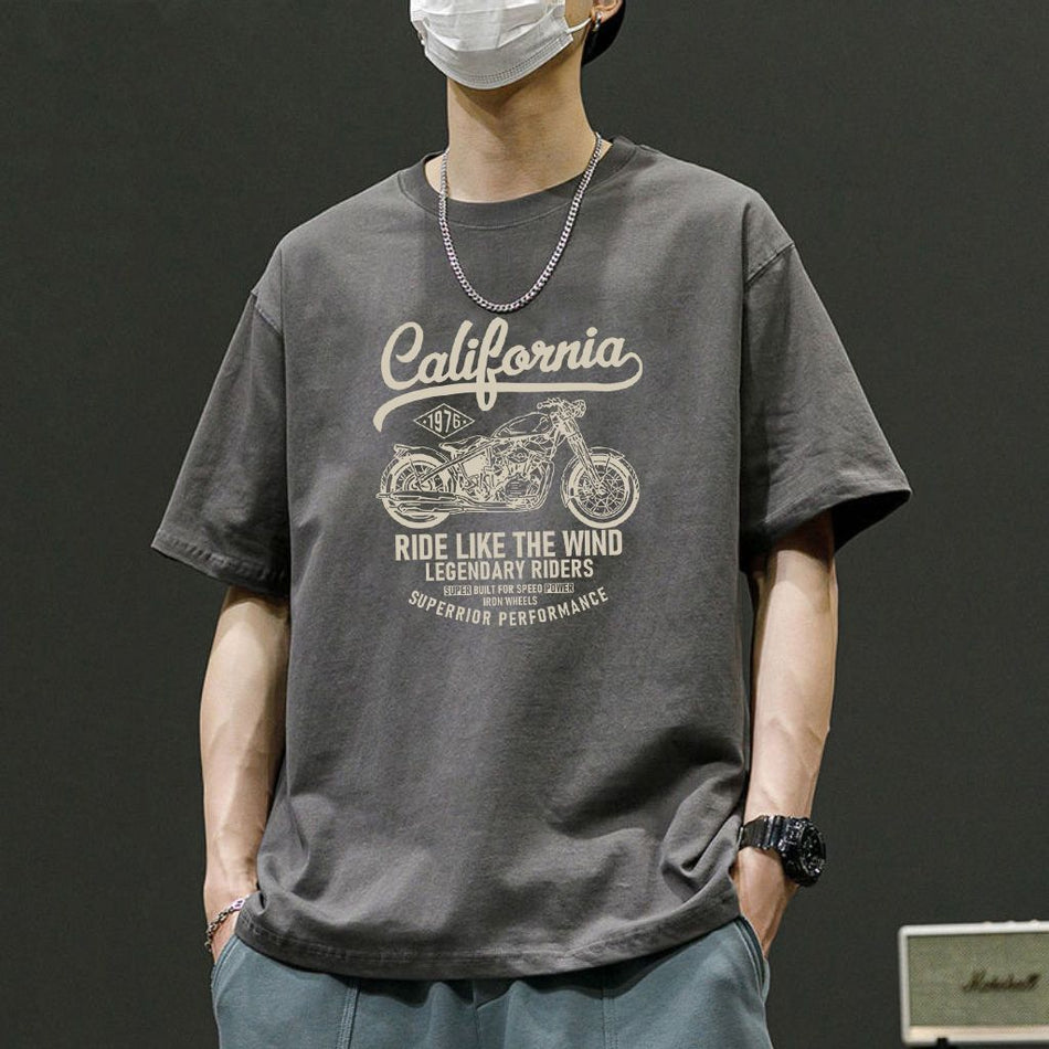 Men's 100% Cotton Short Sleeve T-Shirt Korean Style Casual Top