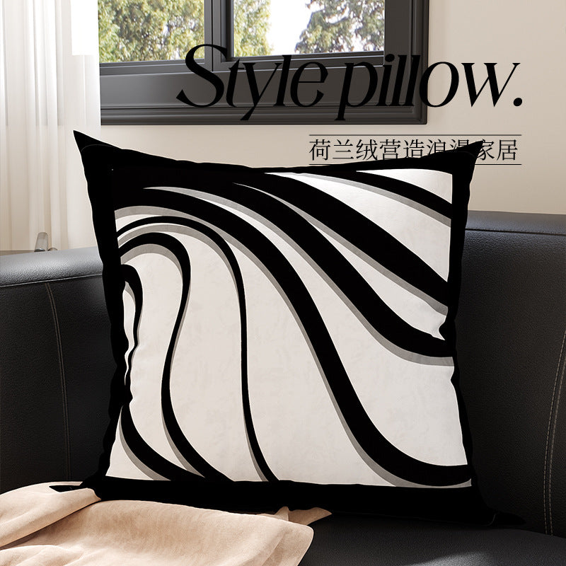 Ins Style Abstract Art Sofa Cushion, Black and White Geometric