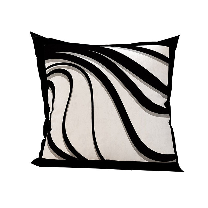 Ins Style Abstract Art Sofa Cushion, Black and White Geometric