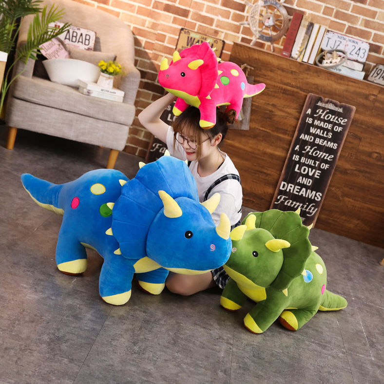 Cute Triceratops Plush Doll Pillow, Cartoon Dinosaur Toy