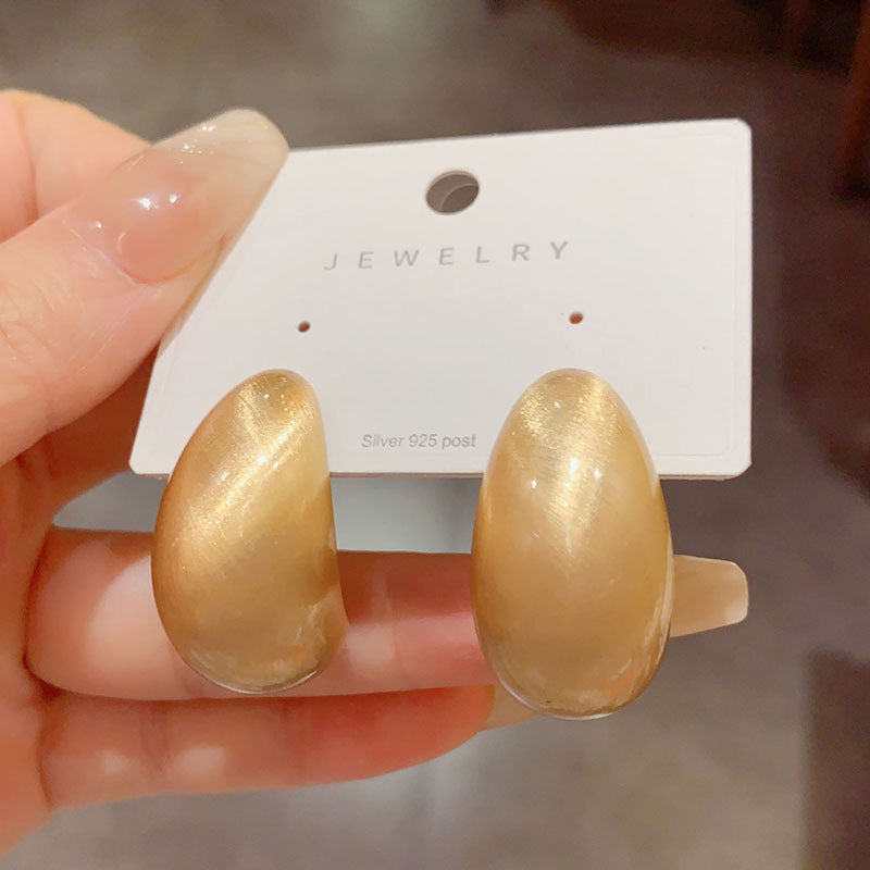 Minimalist Gold Plated Drop Earrings – Geometric Silver Needle